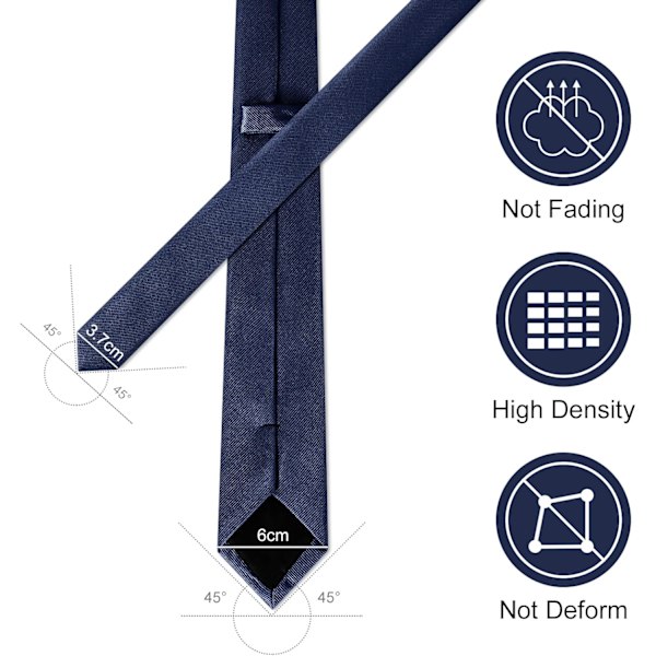Klassiska enfärgade slipsar i satin för män, premium enfärgade slipsar för män, formella svarta slipsar för män, slipsar för affärsbröllop, fest, arbete, 8 cm Navy Blue Polyester Thread
