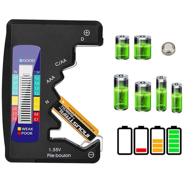 Digital Batteritester, Universal LCD Batteritester til AAA/AA/C/D Knapcelle 1.5V-9V Mini Batterier