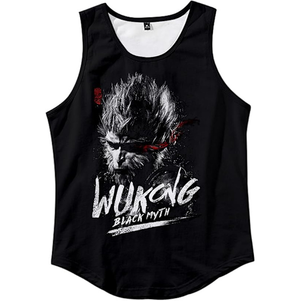 Herre Sort Myth Wukong Crewneck Tank Tops Bodybuilding Ærmeløse Skjorter Træning Fitnesscenter Letvægts T-shirts
