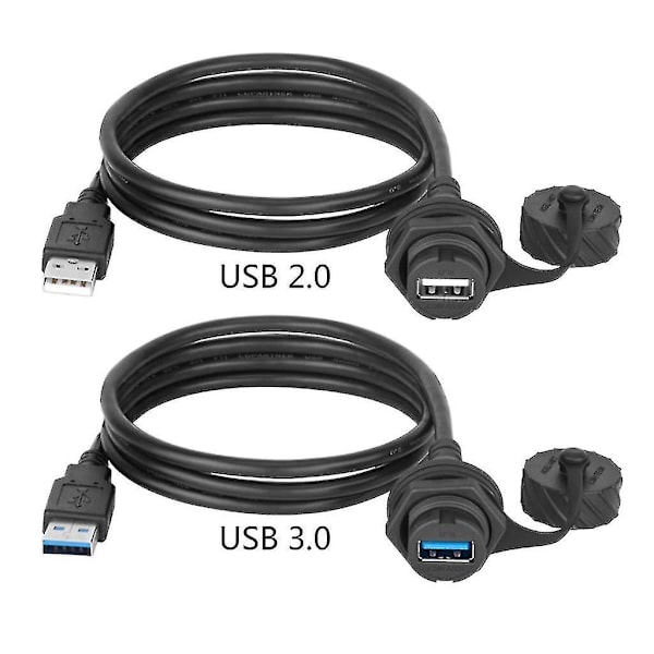 Usb 2.0 3.0 -liitäntä uros-naaras-jatkokaapeli vedenpitävä paneelikiinnitys