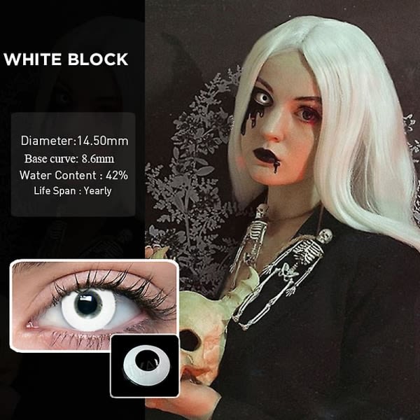 Halloween färgglada kontaktlinser Anime Cosplay Eye Linser Linser Linser White Ren vit