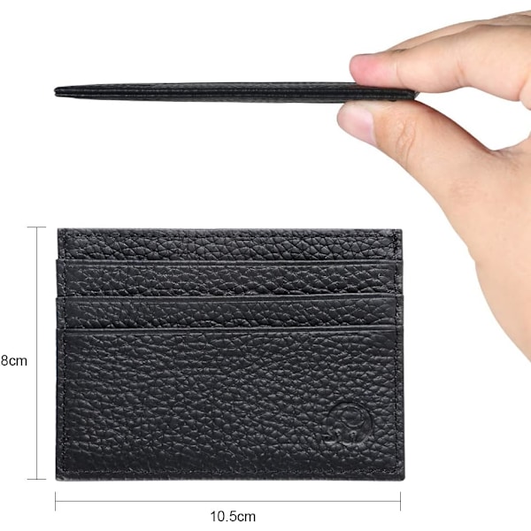 Smal läderplånbok tunn minimalistisk framficka plånböcker för män kreditkortsfodral (svart) A-Black
