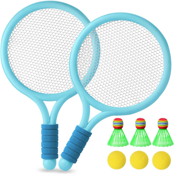 Lasten tennismailasetti, lasten sulkapallosetti, kevyt sulkapallosetti, lasten tennismailat, lapsille sisä- ja ulkoilulajeihin Blue-3+3