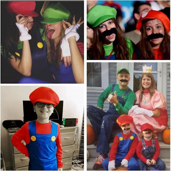 Luigi kostymesett, Luigi kostyme, Bros, utkledning, kvinner, menn, antrekk for jul, karneval, maskerade Baby girls red L