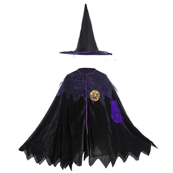 IC Unisex hættetrøje i fuld længde, lang fløjlskappe, kostume, lilla, 120 cm 120cm