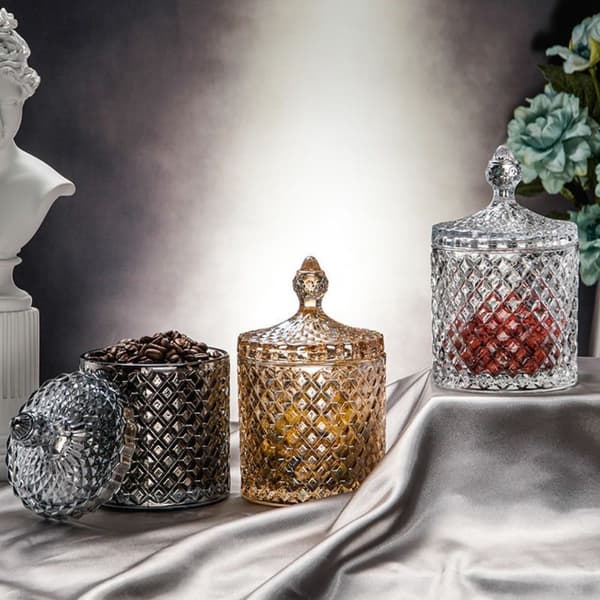 300/600ML glasförvaring konserverad diamant godisbox GULD 600ML guld 600ml-600ml gold 600ml-600ml