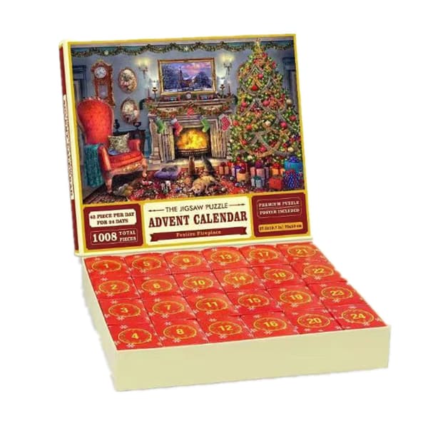 Julnedräkning Pussel Blind Box 24 Småaskar 1000 Bitar Blind Box för Vuxna Advent Papperspussel C