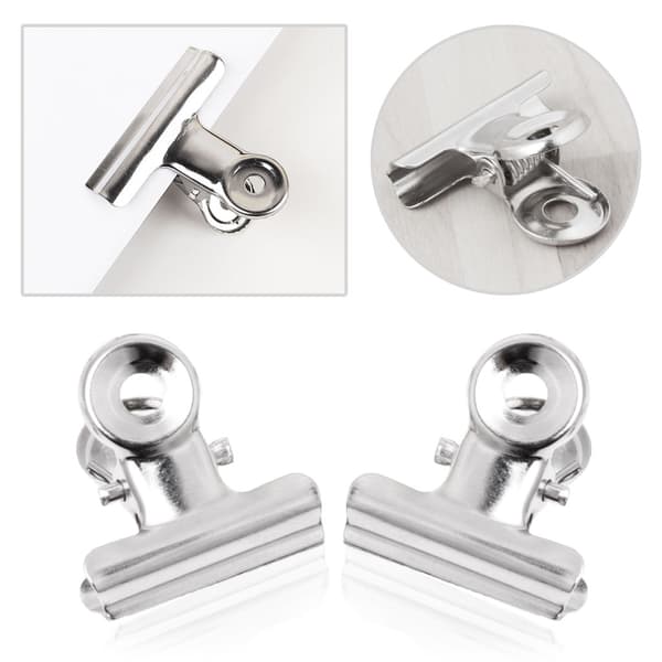 10-pack bulldogklämmor i rostfritt stål, starkt grepp för pappersdokument, matpåsförsegling, hemkontor, silver