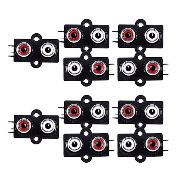 10 st Pcb-monterade 2-positions stereo ljud-video jack RCA honkontakt