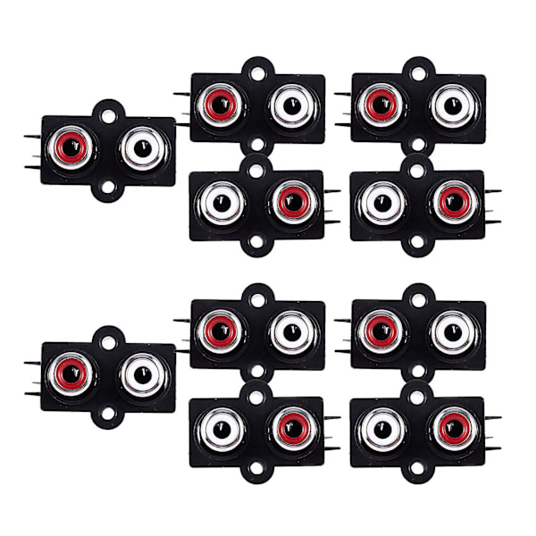 10 stk. Pcb-monteret 2-positions stereo audio/video-stik RCA-hunstik