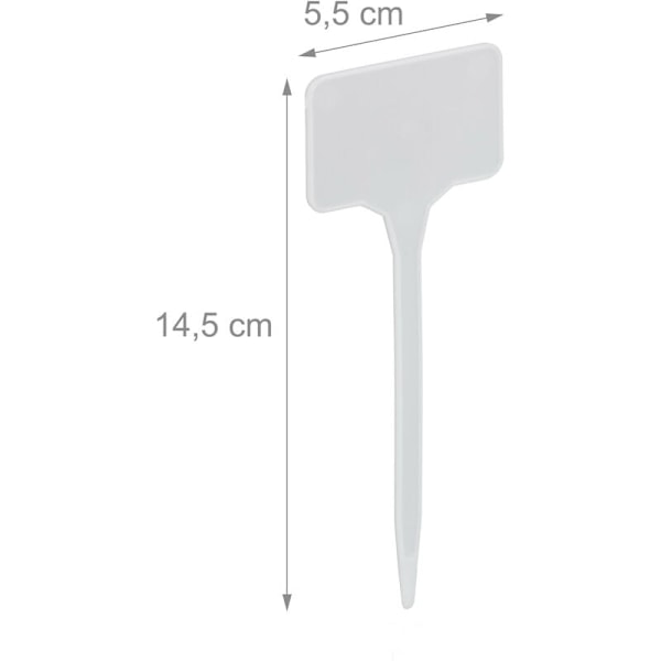 Plantetiketter 100-pack, för märkning, rabatt & förkultivering, HxB 14,5x5,5 cm, växtetiketter i plast, vit