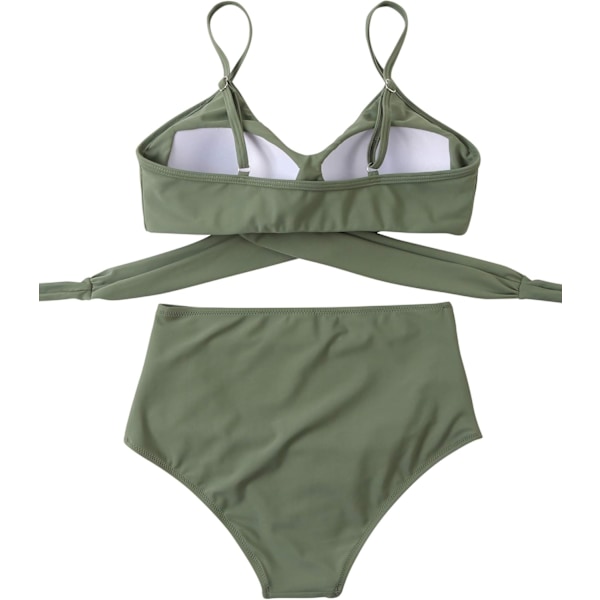 Kvinnors höga midjebandage bikini set wrap tvådelad push up S