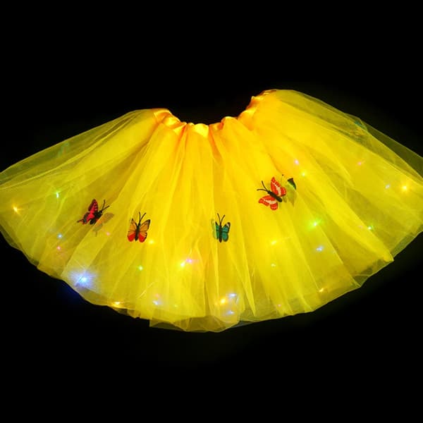 Bobleskjørt LED-skjørt GUL gul yellow