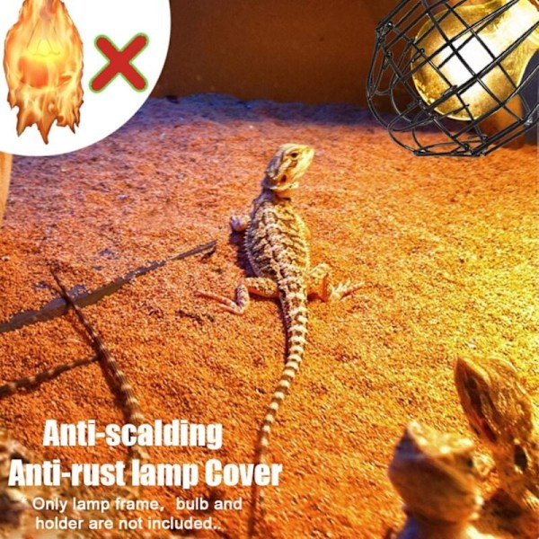 Reptil Varmelampe Dækning, Reptil Varmelampe Skærm - Tråd Reptil Varmelegeme Beskyttelse, Anti-skoldnings Lampe Netdækning til Terrarium