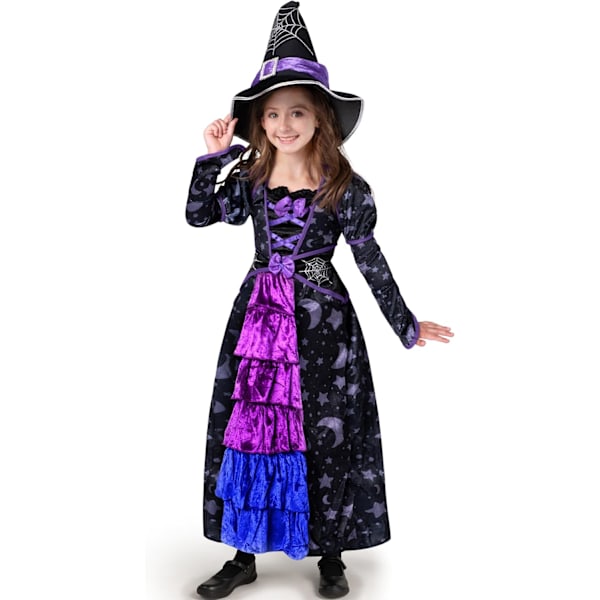 Halloween-noitaasu, tytöille, tähti- ja kuukuvio, roolileikkiin Medium(8-10 yrs)