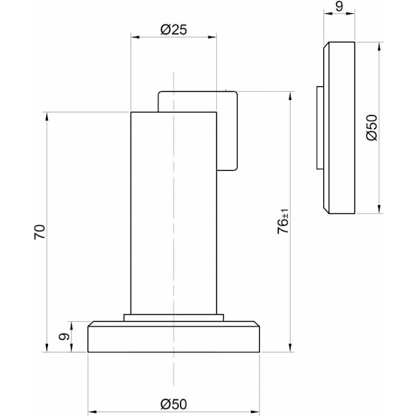 Magnetisk dörrstopp MS010 i rostfritt stål-look - Dörrstopp med monteringsmaterial för golv och vägg - Magnetisk dörrstopp - Ø 5cm, höjd 8.4cm