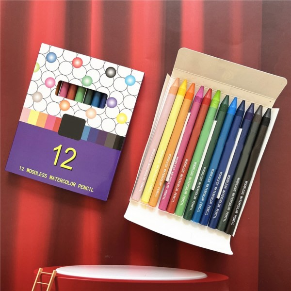12 färger höggraderade färgpennor Akvarellpennor Julklapp till barn Student Ritning Julkort gör