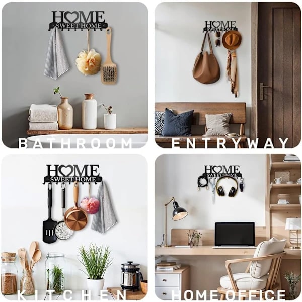 Wall Mounted Key Holder Black Svart