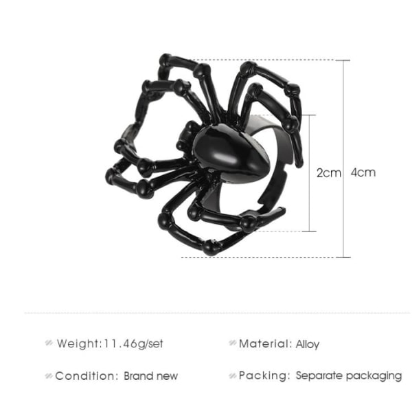 IC Simulerad Orm Slingrande Öppen Justerbar Halloween-ring Gotiska smycken för män och kvinnor (svart+silver)