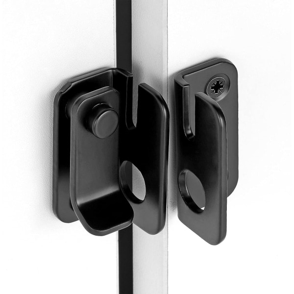IC 2-paknings flipspärrer, 4,6 cm x 4,5 cm svart rustfritt stål fortykket kraftig haspe låvedørsport med dørlås