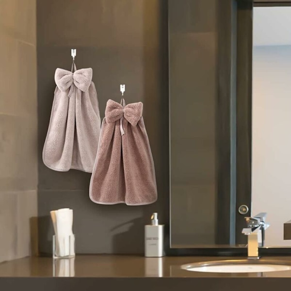 Pakke med hængende håndklæder med butterfly, koralfløjl mikrofiber hængende løkker, søde superbløde absorberende håndklæder til køkken, badeværelse, børn og voksne