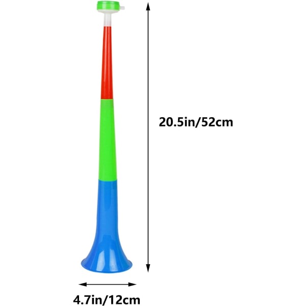 2 st (slumpmässig färg) Vuvuzela trumpeter i plast Cheerleading Spelar