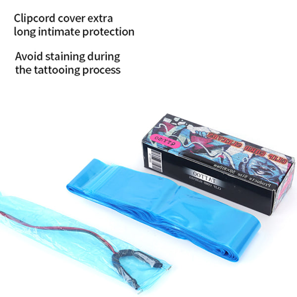 IC 50st Blå Engångs Hine Clip Cord Ärmar Skyddspåsar Tillbehör