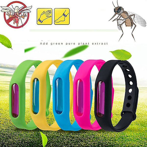 5 kpl Anti Mosquito Insect & Bug Repellent Bracelet Bands Silikoni Rannekoru