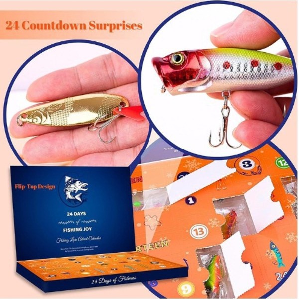 Kreativt Fiskeentusiaster Set Fiske Set Flera Fiskekrokar Adventskalender Blind Box Jul Leksak