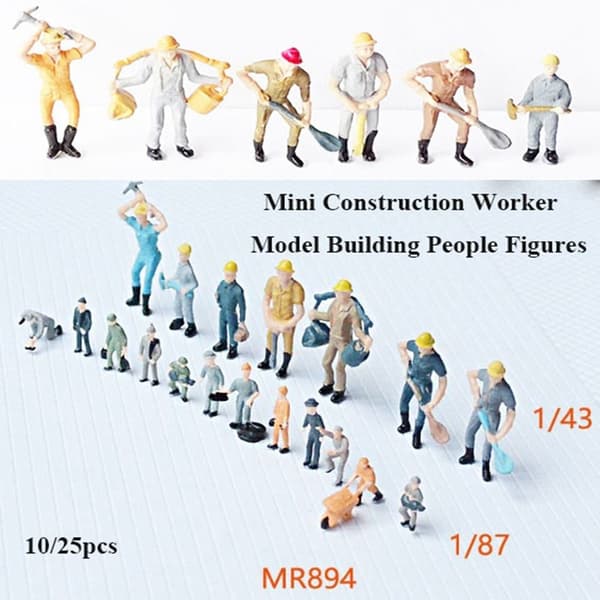 10/25 stk. Bygningsarbejdere Model Bygge Folk Figurer 2 2 2 2