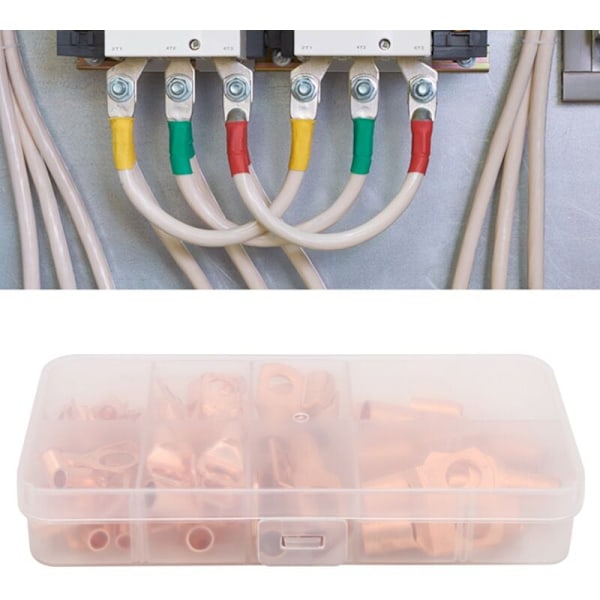 60 stk. Kobber Ringterminaler Krympekonnektor til Elektrisk Ledning Kabel SC6-SC25 Sæt, DUBUNS