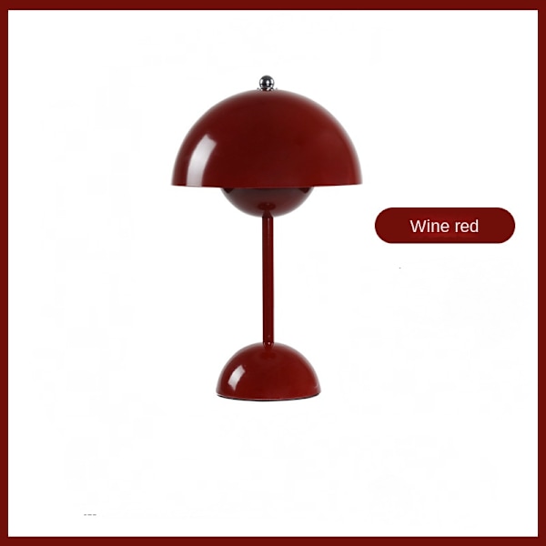 Nordisk dansk blomsterknopp bordlampe, bryllupsrom, soverom, skrivebordsdekorasjon, lampe, nattbordslampe (oppladbar) Bourgogne
