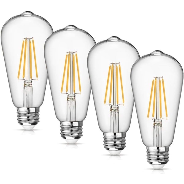 IC Edison Pære Ikke-dæmpbar, retrostil, 9W, 500LM, E27 Medium Base, Egernbur Filament, 4-pak