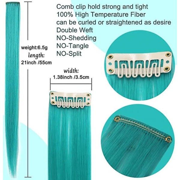 TG Rainbow Hair Extensions Färgat hårförlängning Clip In/on 9 st