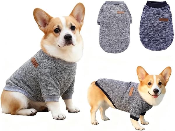 Hundetrøje Sæt med 2 - Grå og Mørkeblå, Varm Fleecetøj til Små og Mellemstore Hunde