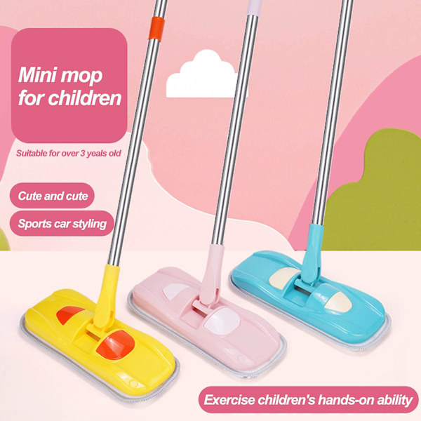 Mini-moppi, pieni moppi lapsille, leikkimoppeja, siivouslelu, söpö pieni moppi pitkällä kahvalla ja imukykyisellä sieniliinalla, lasten siivousmoppi