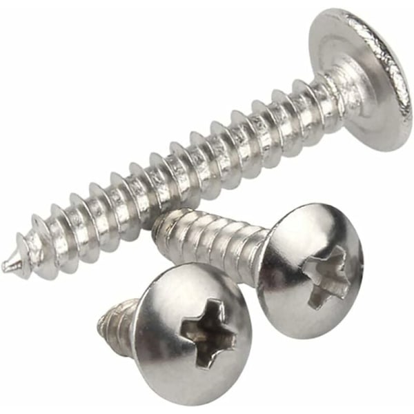 M4 x 25mm 40 kpl Pyöreäpäiset puuruuvit 304 ruostumatonta terästä Ristipäinen sienipää Itsekierteittävät ruuvit Kiinnikkeet