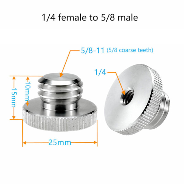 Mikrofonstativadapter 1/4\" Hun til 5/8\" Han Velegnet til Kamerastativ