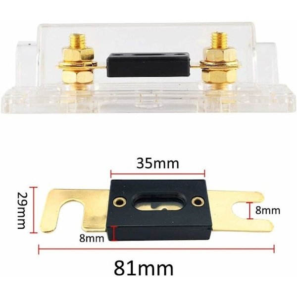100A ANL Sikringsholder 100A ANL Sikring Guld Blad Bil Automotive Audio Strøm Sikkerhedsbeskyttelse Belagt til 0 2 4 Gauge
