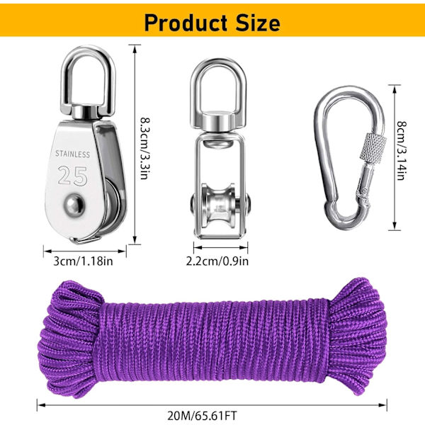 remskivor, rostfritt stål remskiva, svängbar remskiva, lyftremskivor, enstaka remskiva Purple-m25-2 M25-2