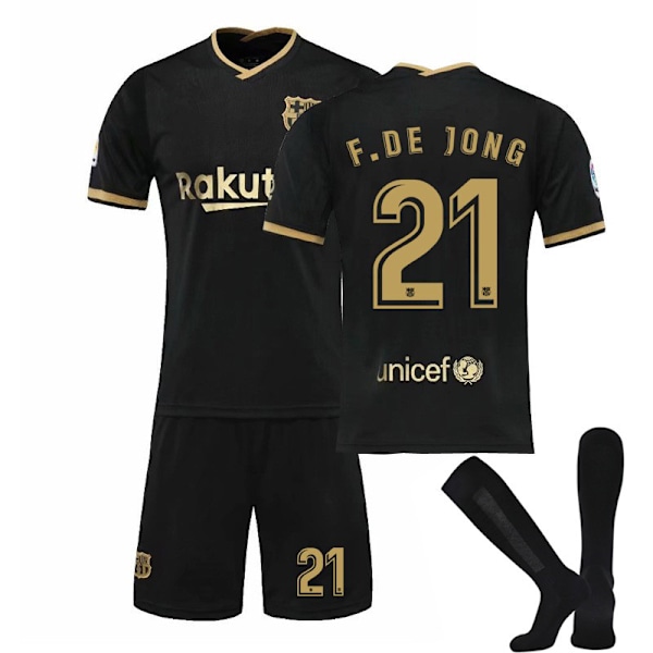 20-21 Barcelona drakt hjemme og borte svart, gull og rosa Messi fotballuniformsett Barcelona pink No. 9 black socks M