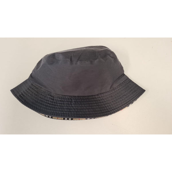 Bucket hat - Fiskarhatt - Mörkgrå med rutor