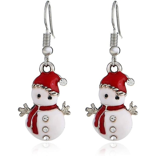 1 par Christmas Snowman Legering örhängen Dam Slitstarka och användbara örhängen i mikroset (d-4)