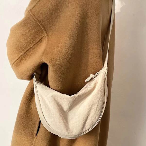 Avslappnad nylon hobo crossbody väska för kvinnor axelväska dam halv måne bröstväskor tote dam resväska shopper väska dam plånböcker svart Black 31x16x9cm