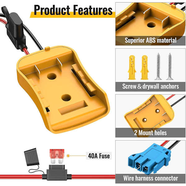 Power Wheels Adapter for Dewalt 20V Battery Adapter, Power Wheels Battery Conversion Kit with Fuse Holder and Wire Harness Connector