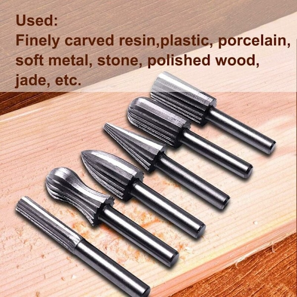 6 st 6mm 1/4\" Stål Roterande Filset för Metall Plast Trä Sten Slipning Gradning