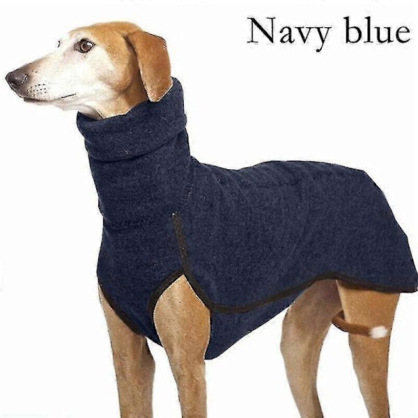 Vinterhundegenser med høy krage Greyhound Whippet-klær Lurcher-frakk Blå Blue XL