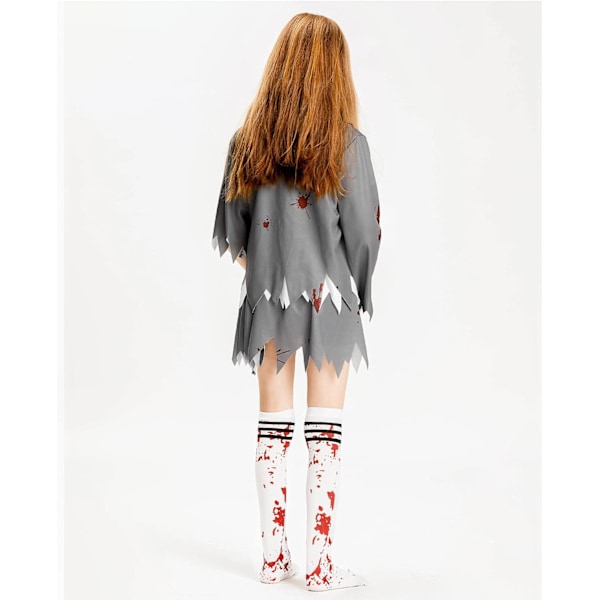 Zombie Halloween-kostym, flickor pojkar kvinnor cheerleader high school fånge brud sjuksköterska stora barn fantasy outfit Flickor student 4-6 ans