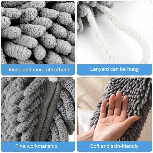 Hængende Håndklæde, Blødt og Plysset Mikrofiber Håndklæde, Super Absorberende Hurtigtørrende Håndklæder med Hængende Løkke til Køkken og Badeværelse (2 Stk.)