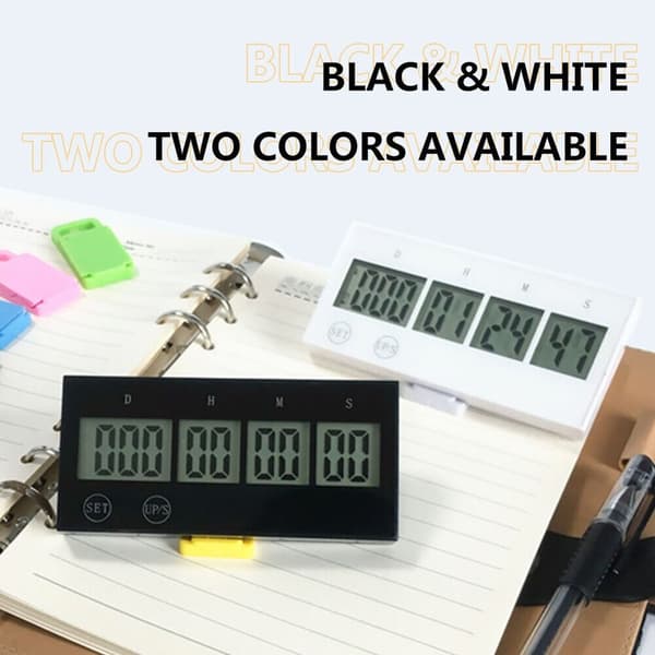 999 Dages Nedtællingsur Elektronisk Digital Timer SORT Sort Black